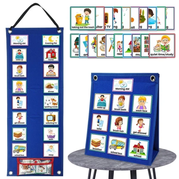 Visual Schedule/ Daily Routine Chart: 70 Cards & Calendar Pocket - Image 8