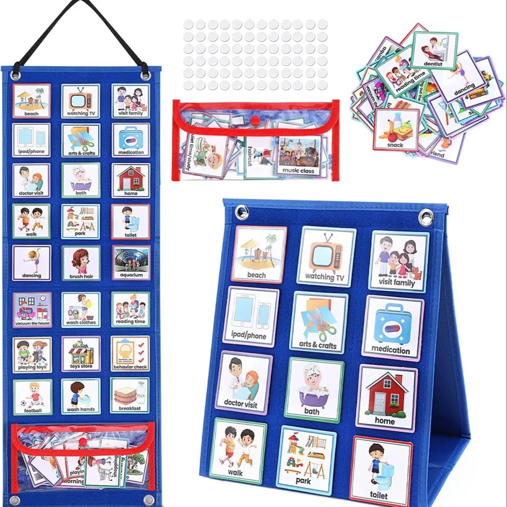 Visual Schedule/ Daily Routine Chart: 70 Cards & Calendar Pocket