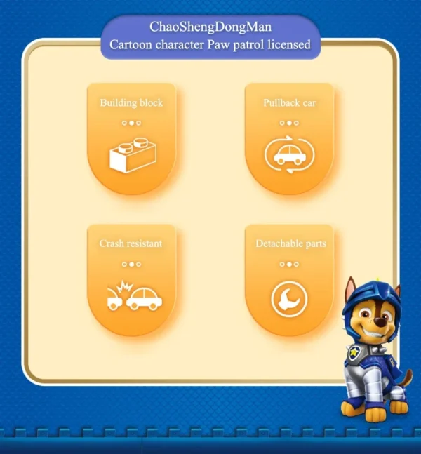 Paw Patrol Building Block Pull-Back Vehicle – Chase, Skye, Marshall & Rubble - Image 47