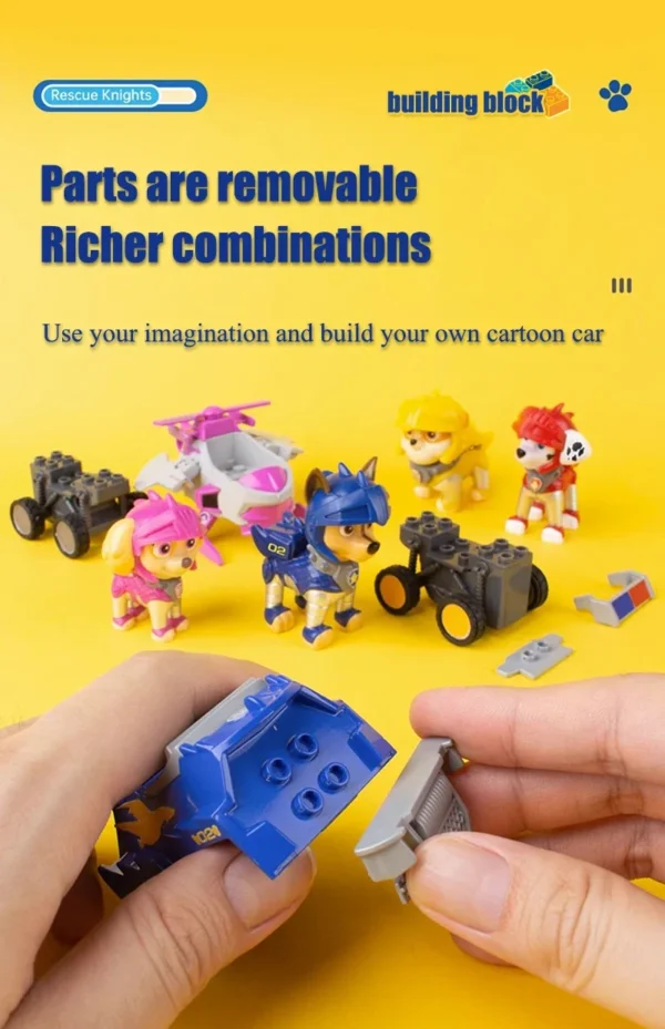 Paw Patrol Building Block Pull-Back Vehicle – Chase, Skye, Marshall & Rubble - Image 51