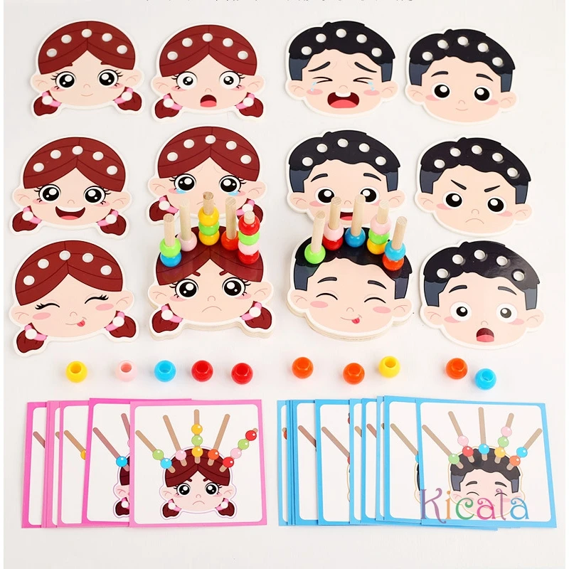 Baby Threading Bead Game Emotion Matching Color Sorting - Image 4